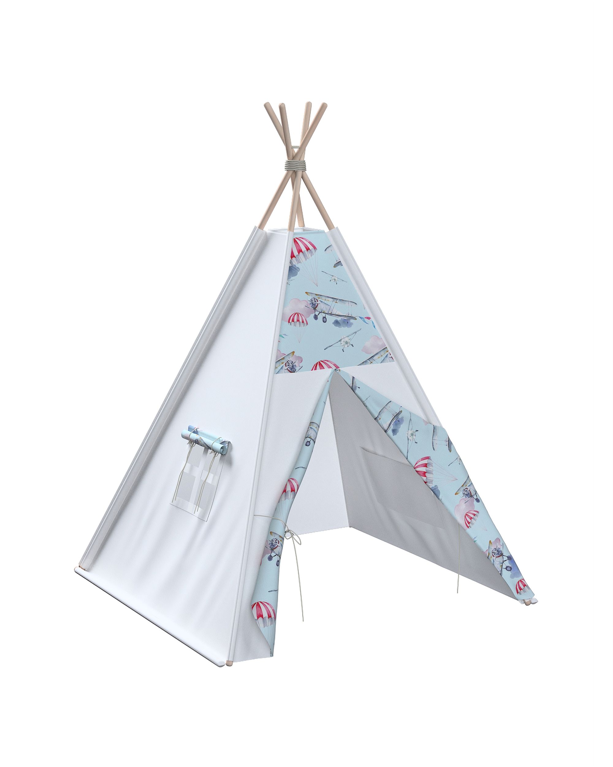 Tepee spalva mėlyna audinys raštuotas 