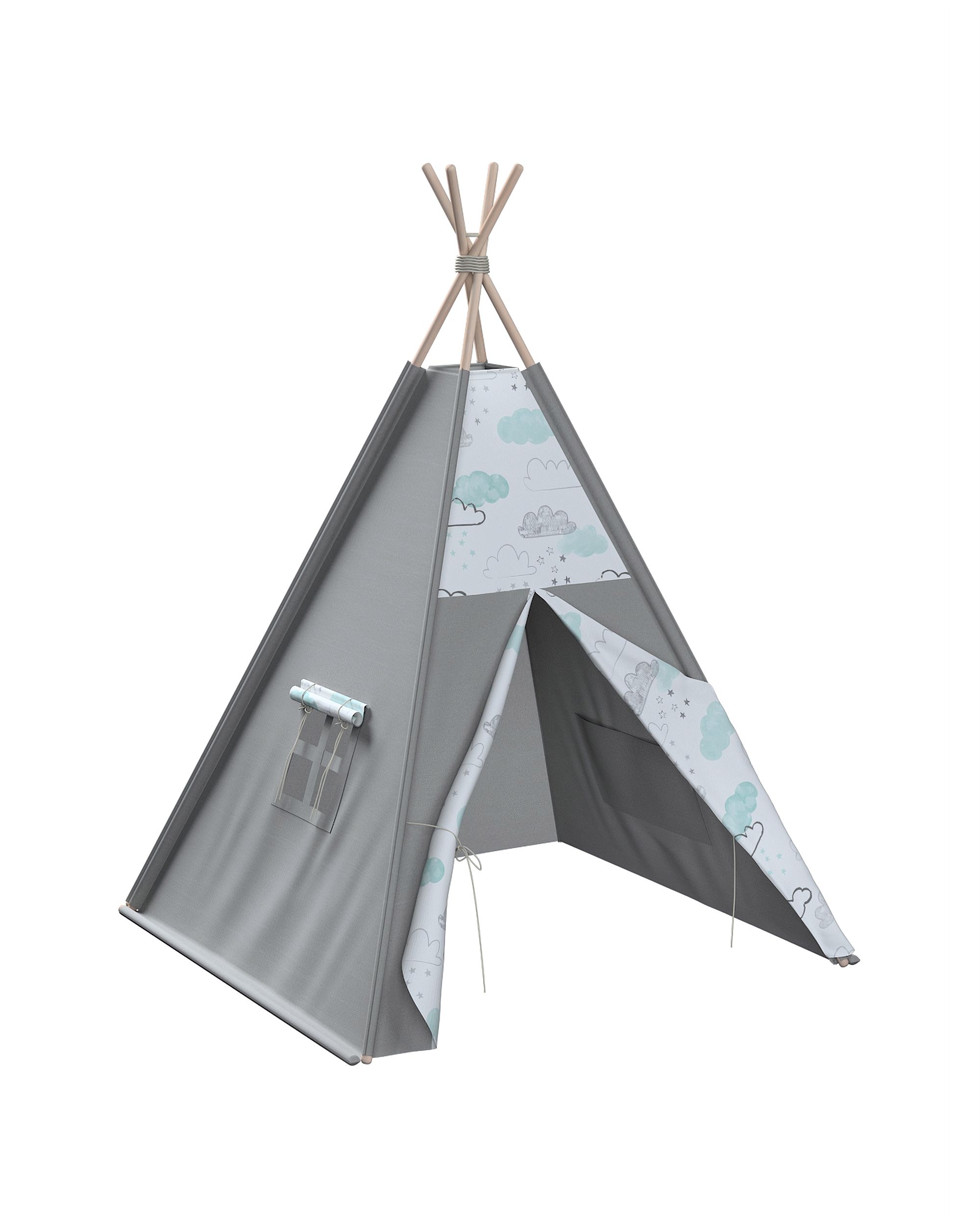 Tepee spalva balta audinys raštuotas 
