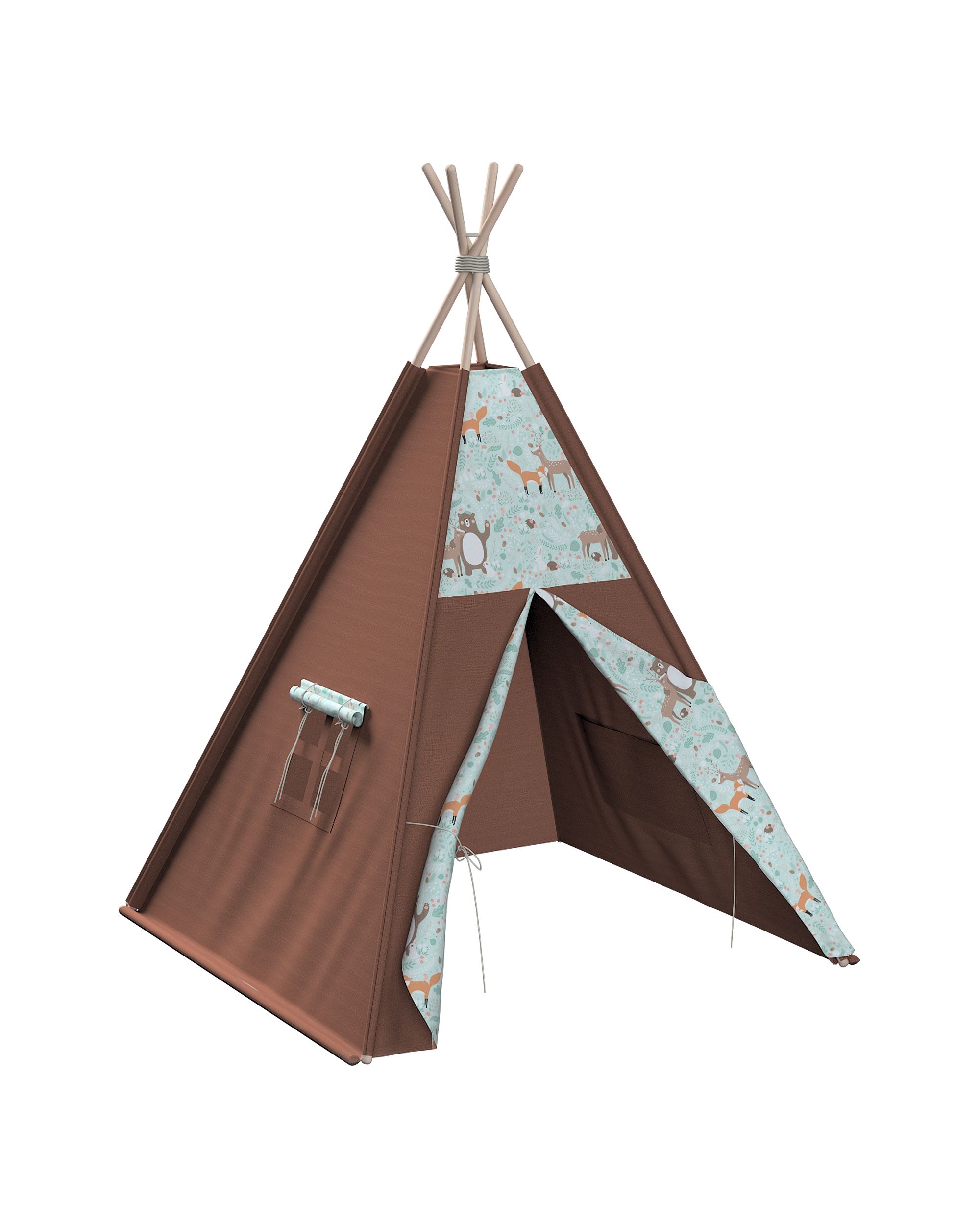 Tepee spalva žalia audinys raštuotas 