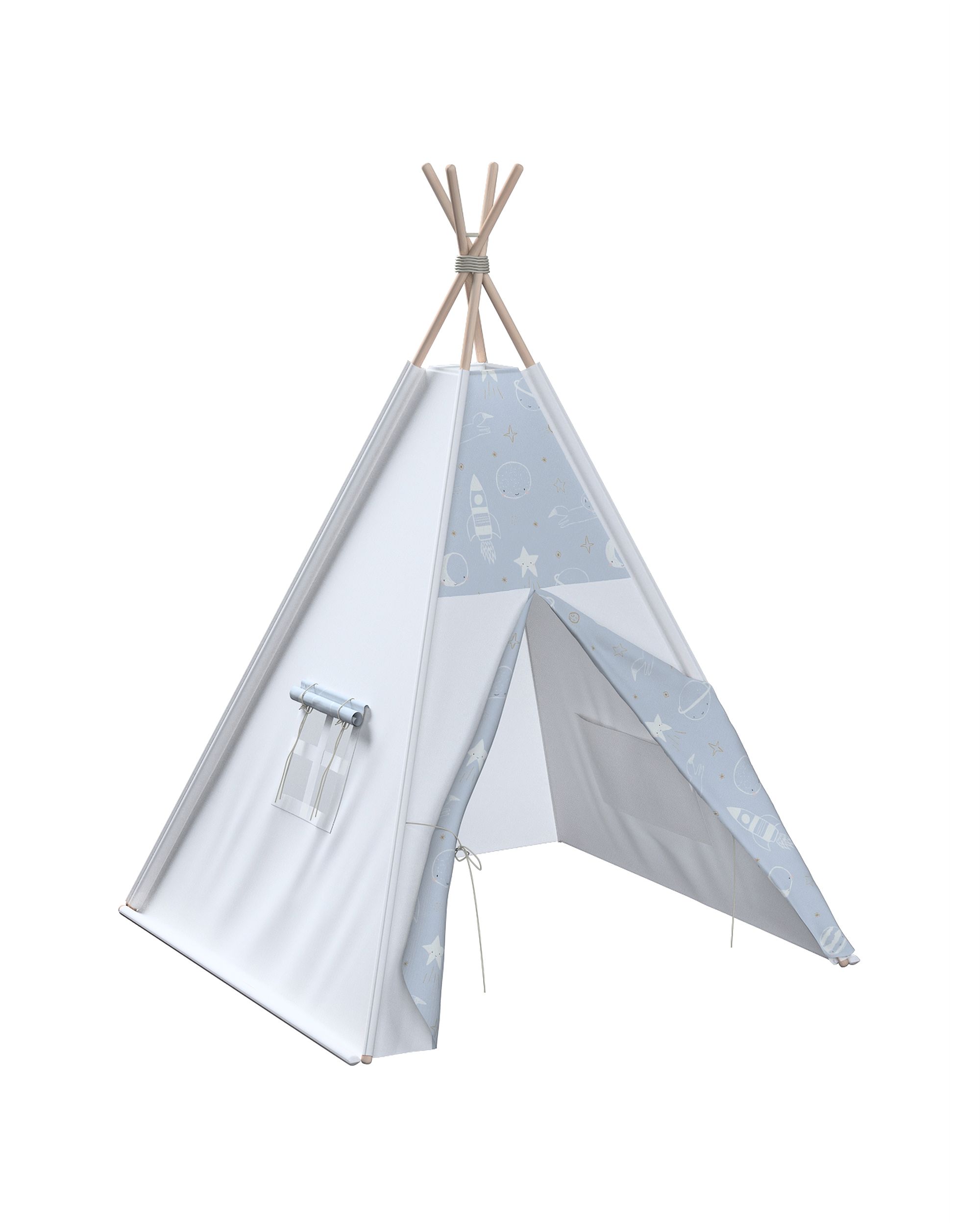 Tepee spalva mėlyna audinys raštuotas 