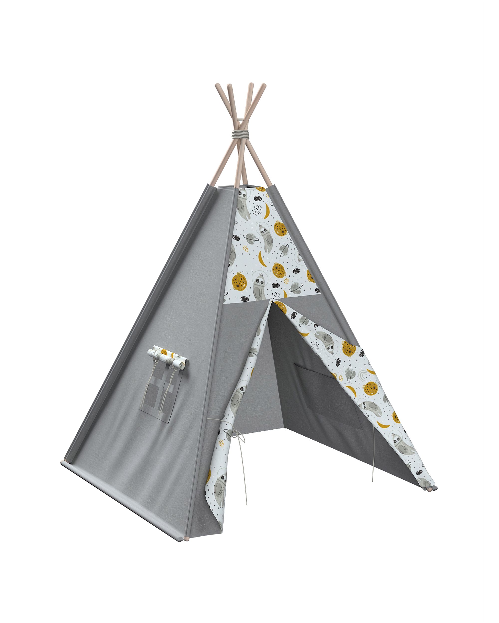 Tepee spalva balta audinys raštuotas 