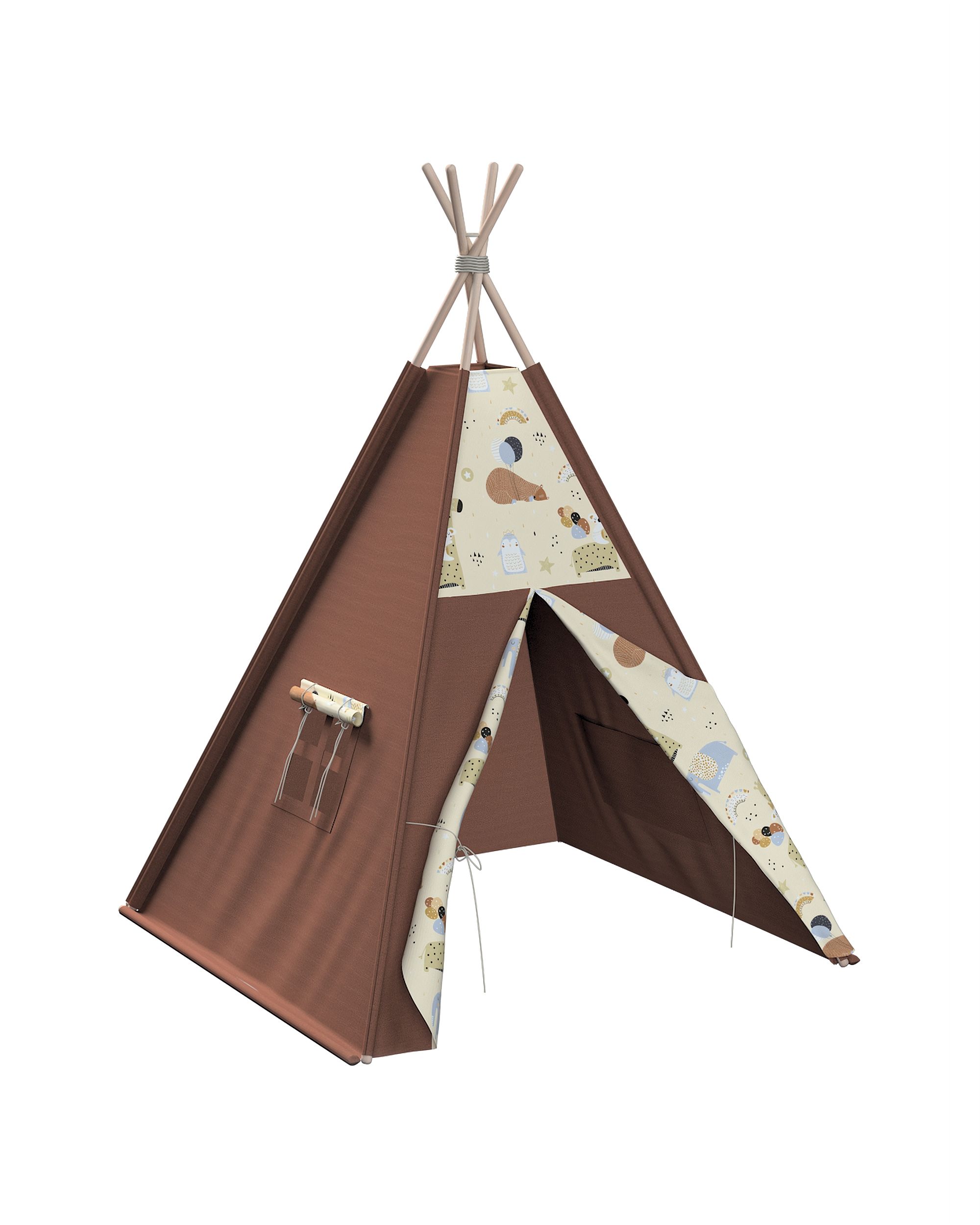 Tepee spalva smėlio audinys raštuotas 