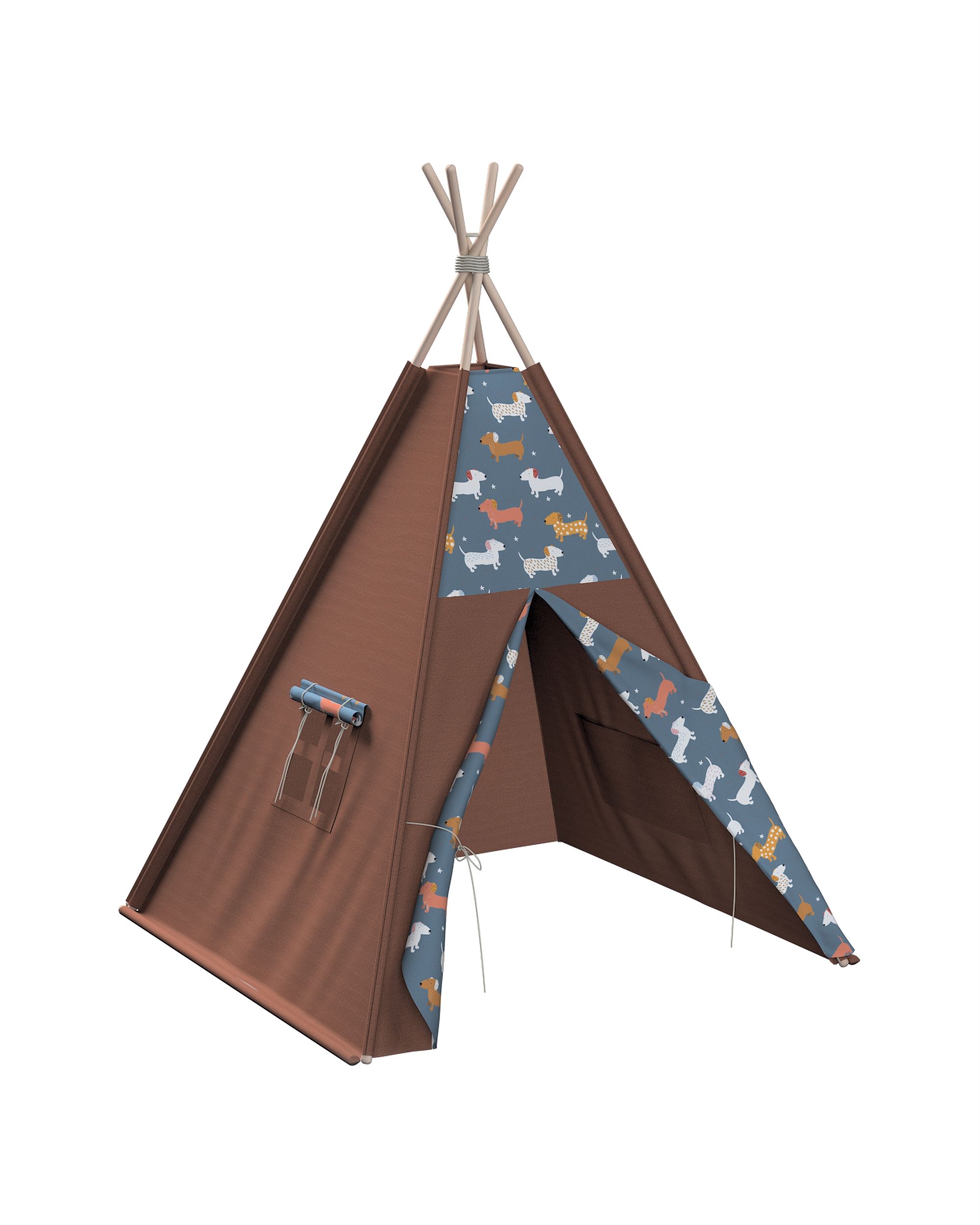 Tepee spalva mėlyna audinys raštuotas 