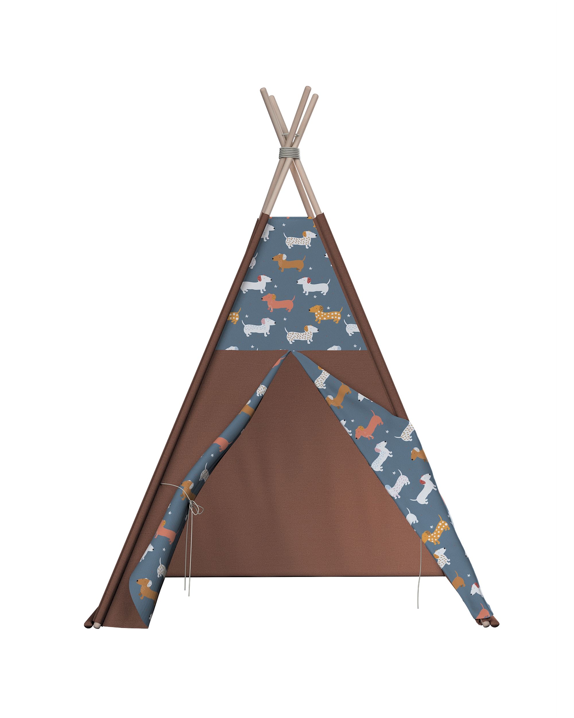 Tepee spalva mėlyna audinys raštuotas  (hover)
