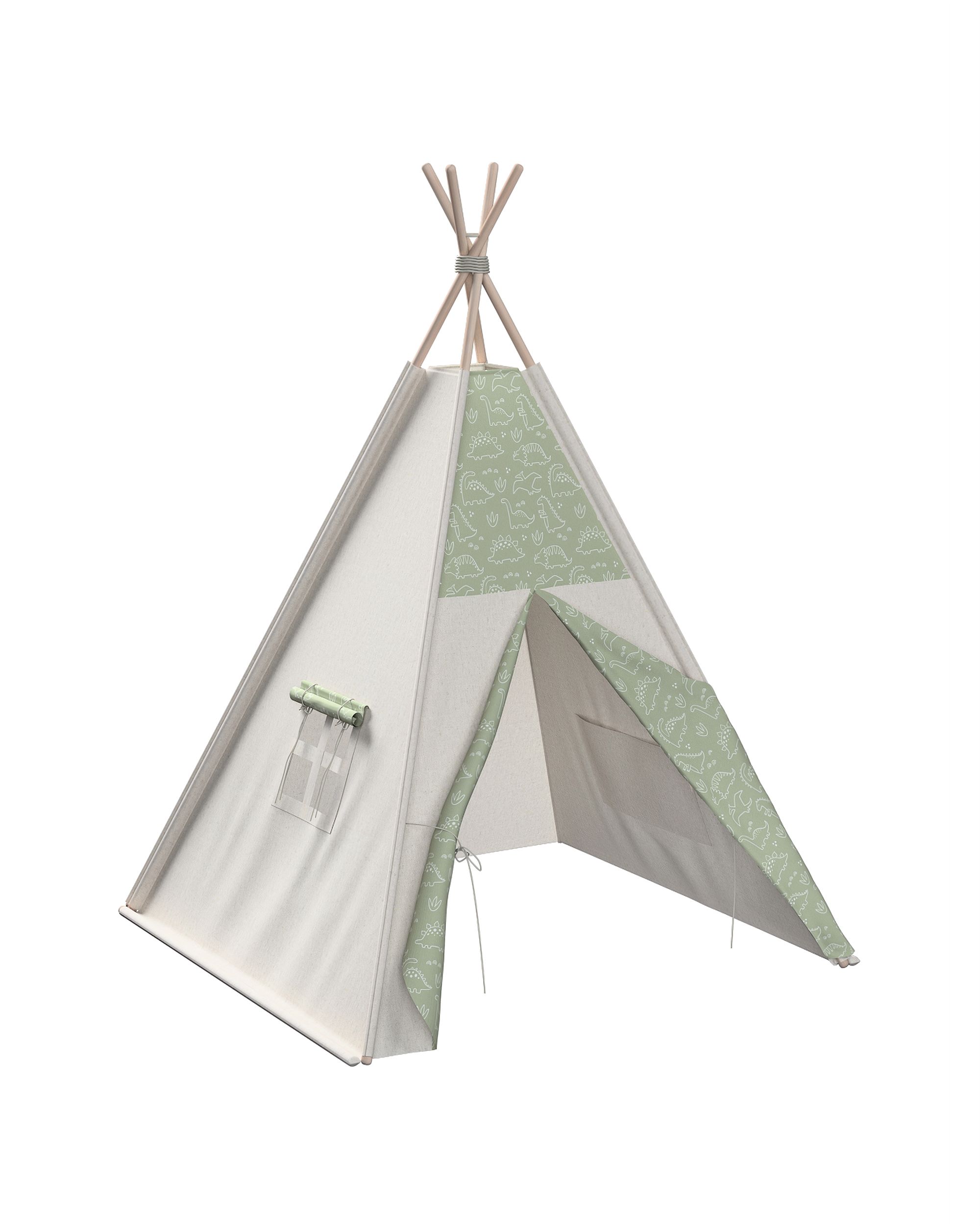 Tepee spalva žalia audinys raštuotas 