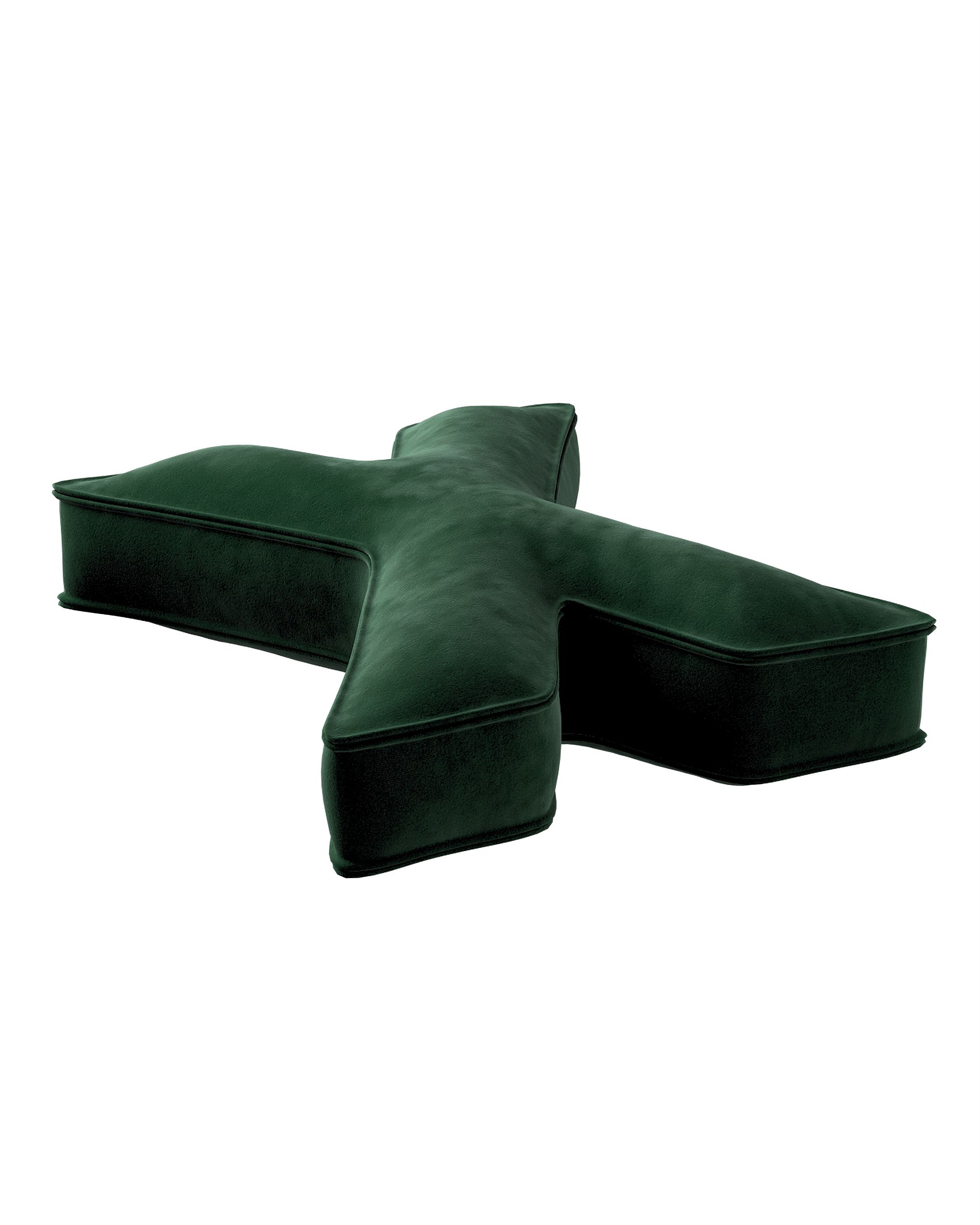 Raidė pagalvėlė X spalva žalia audinys blizgus, velvetinis/aksominis (hover)