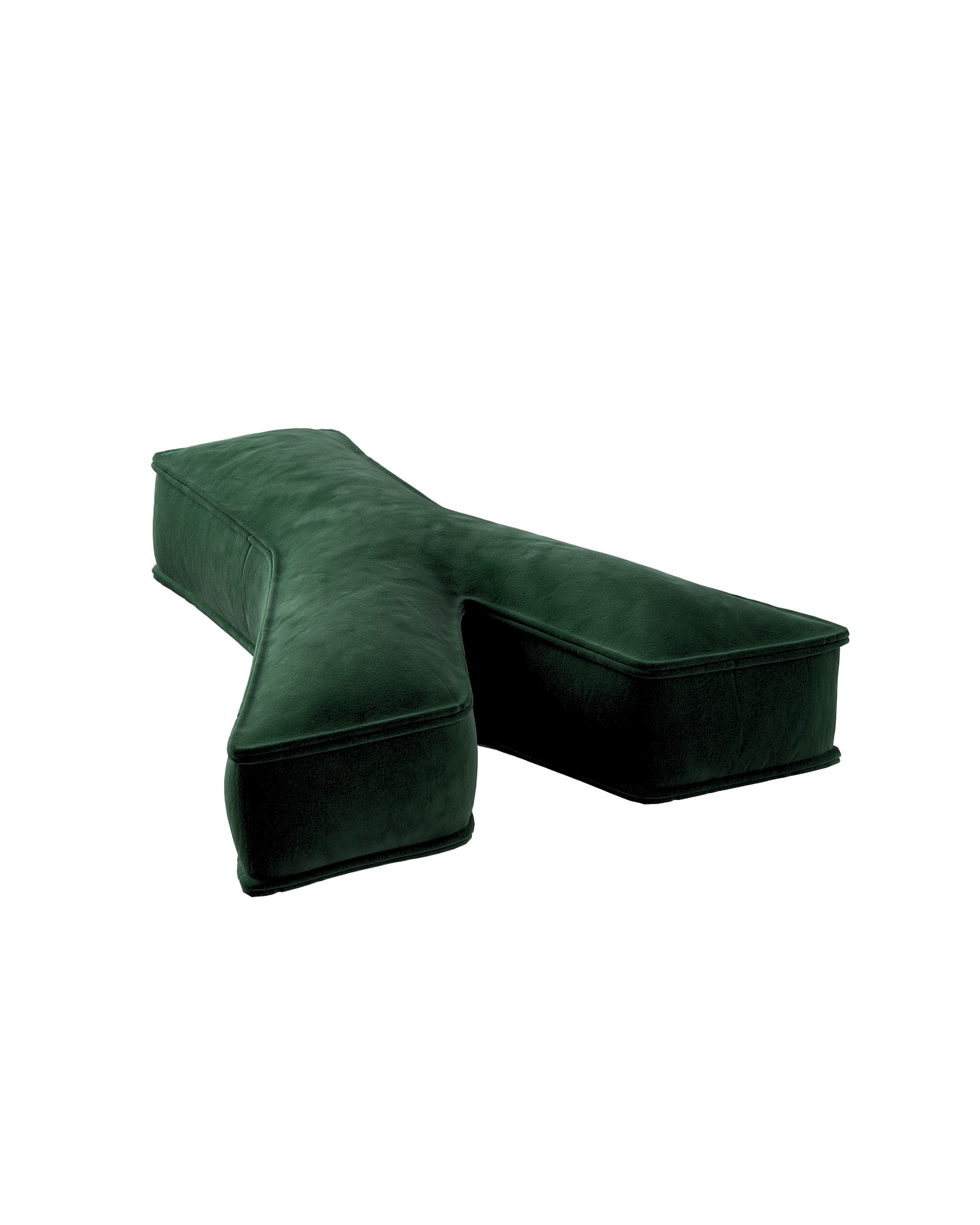 Raidė pagalvėlė Y spalva žalia audinys blizgus, velvetinis/aksominis (hover)