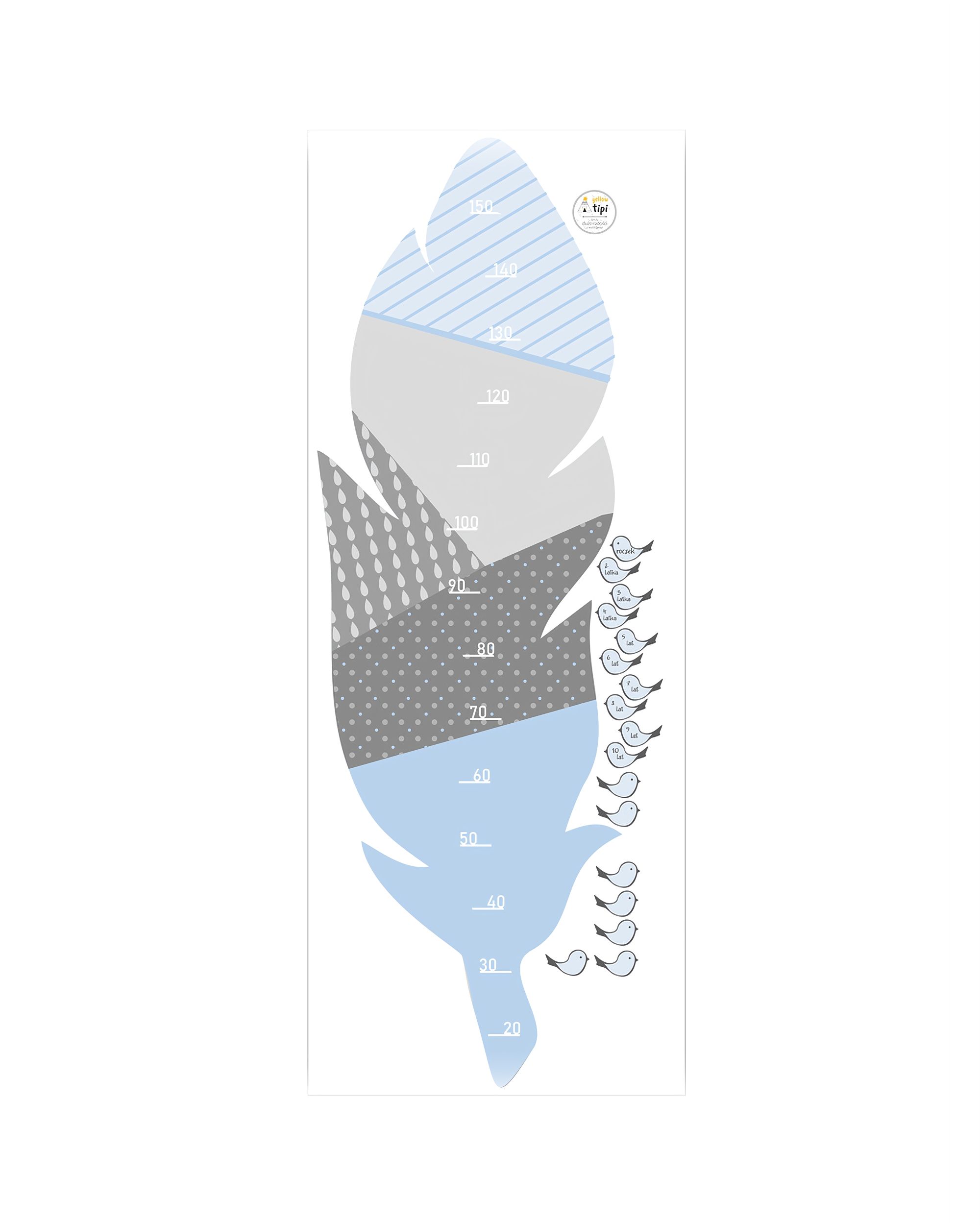 Feather blue ūgio matuoklis-lipdukas