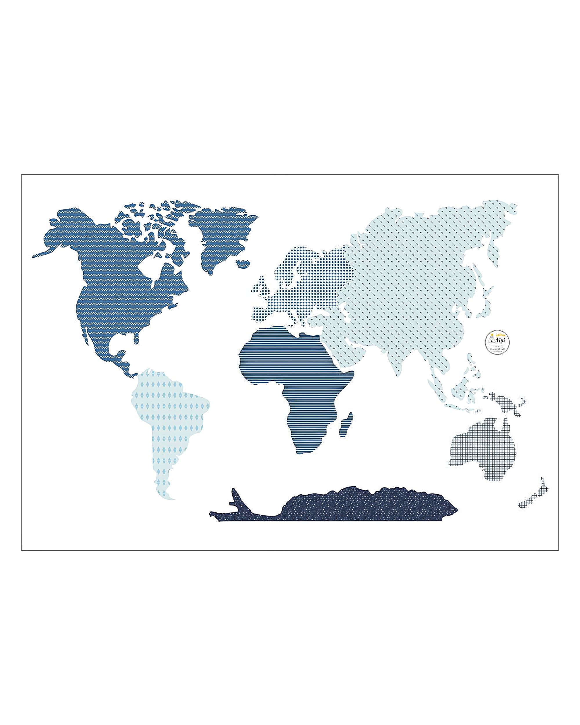 World Map mėlynas sienos lipdukas
