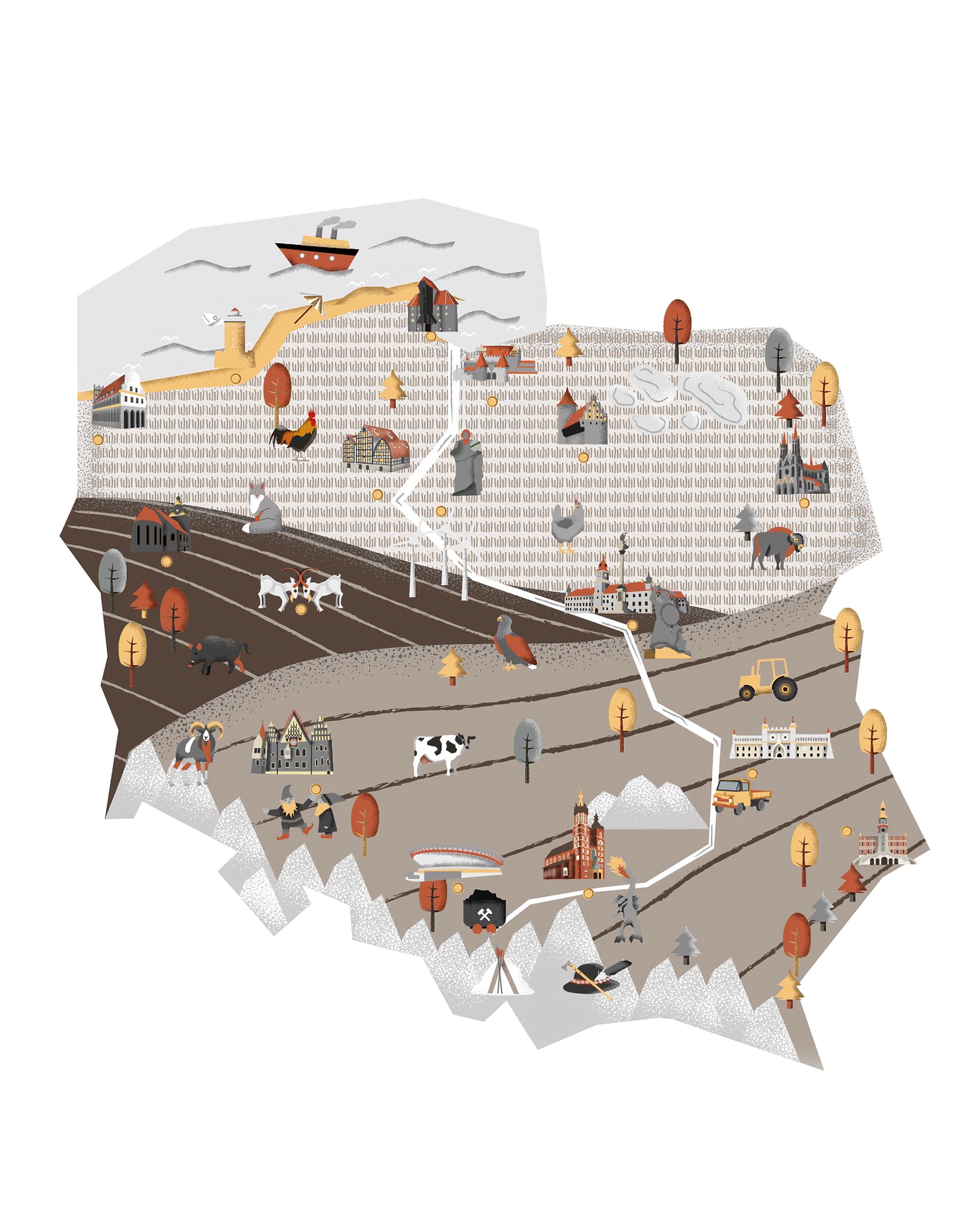 Naklejka Mapa polski beżowa