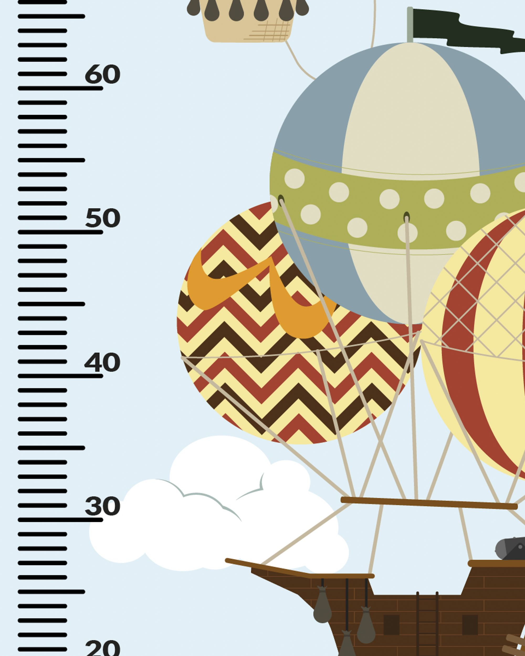Ūgio matuoklis - lipdukas Travel Balloons 150x60 (hover)