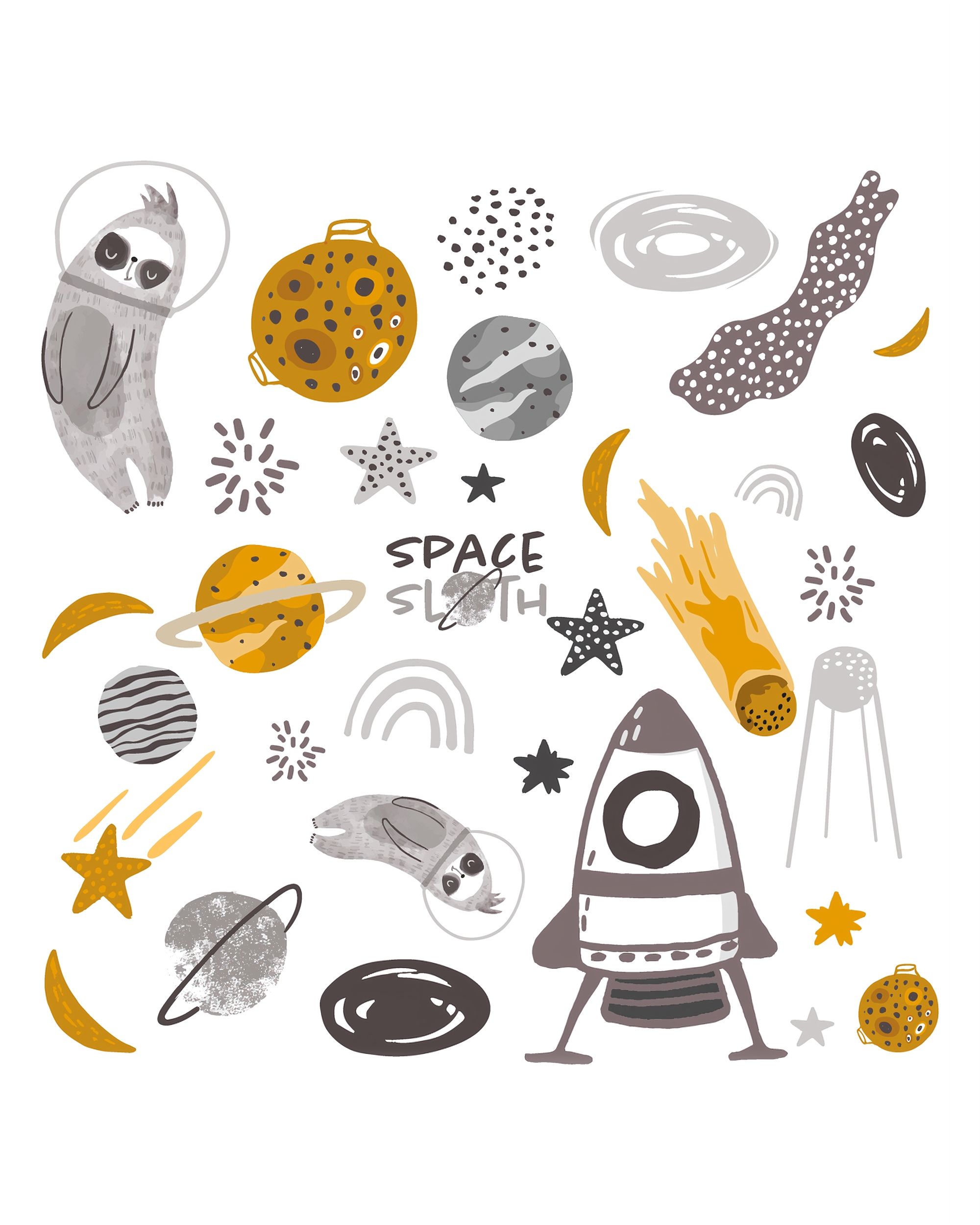 Lipdukų rinkinys Space Sloth