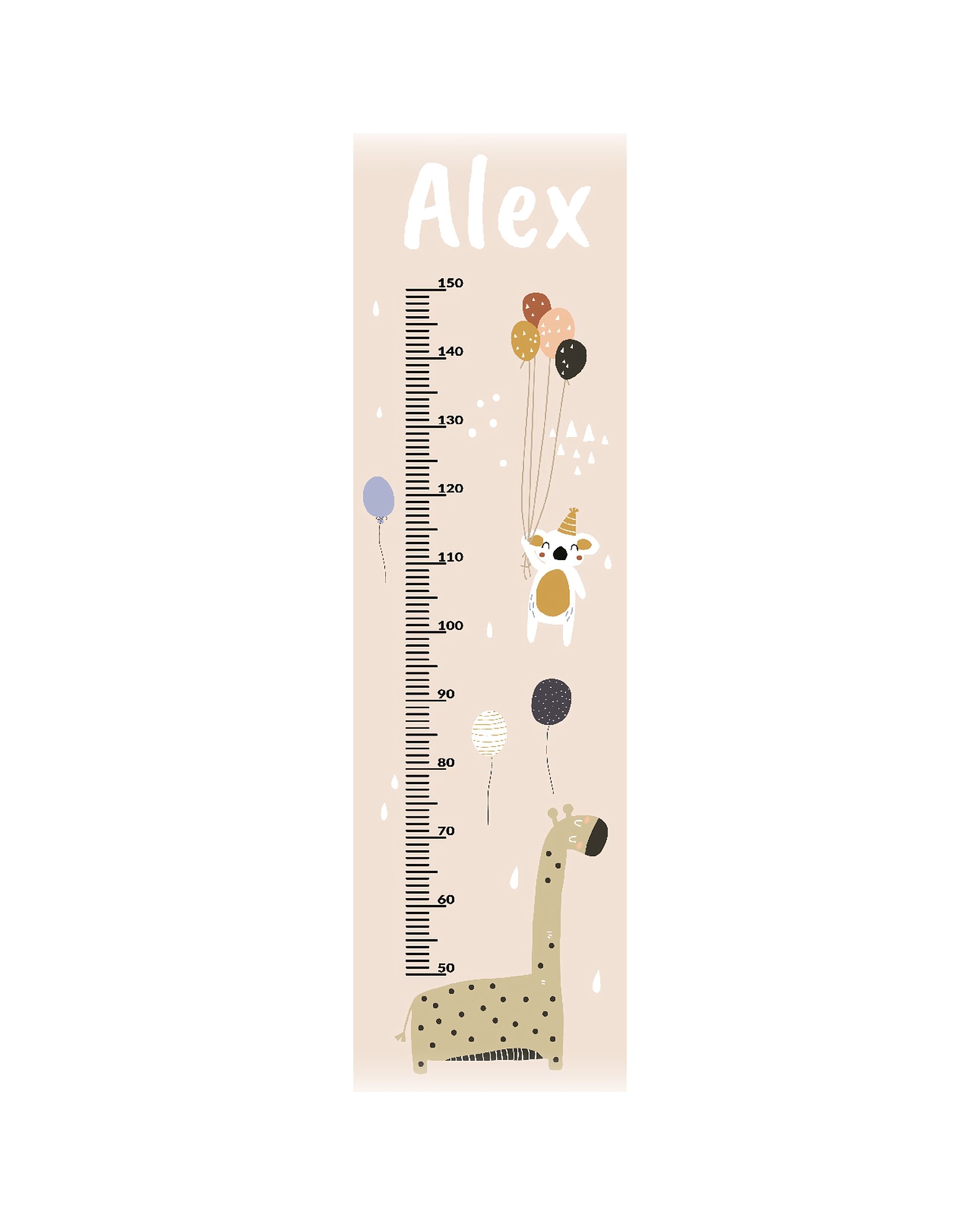 Personalizuotas lipdukas - ūgio matuoklis  Sleepy Head beige - įrašykite vardą