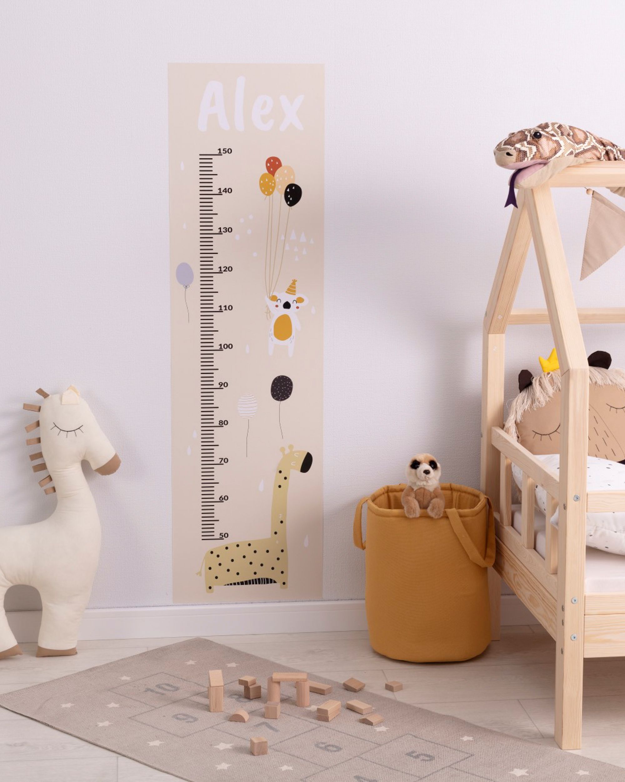 Personalizuotas lipdukas - ūgio matuoklis  Sleepy Head beige - įrašykite vardą (hover)