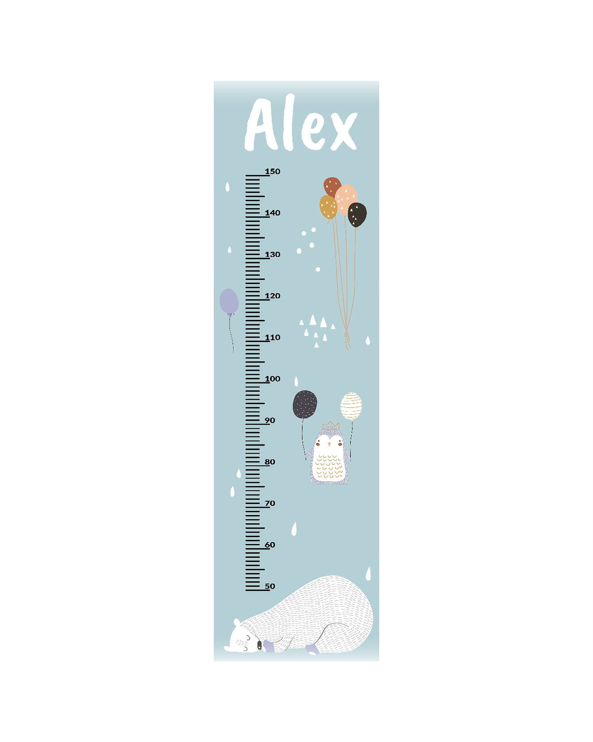 Personalizuotas lipdukas - ūgio matuoklis  Sleepy Head blue - įrašykite vardą