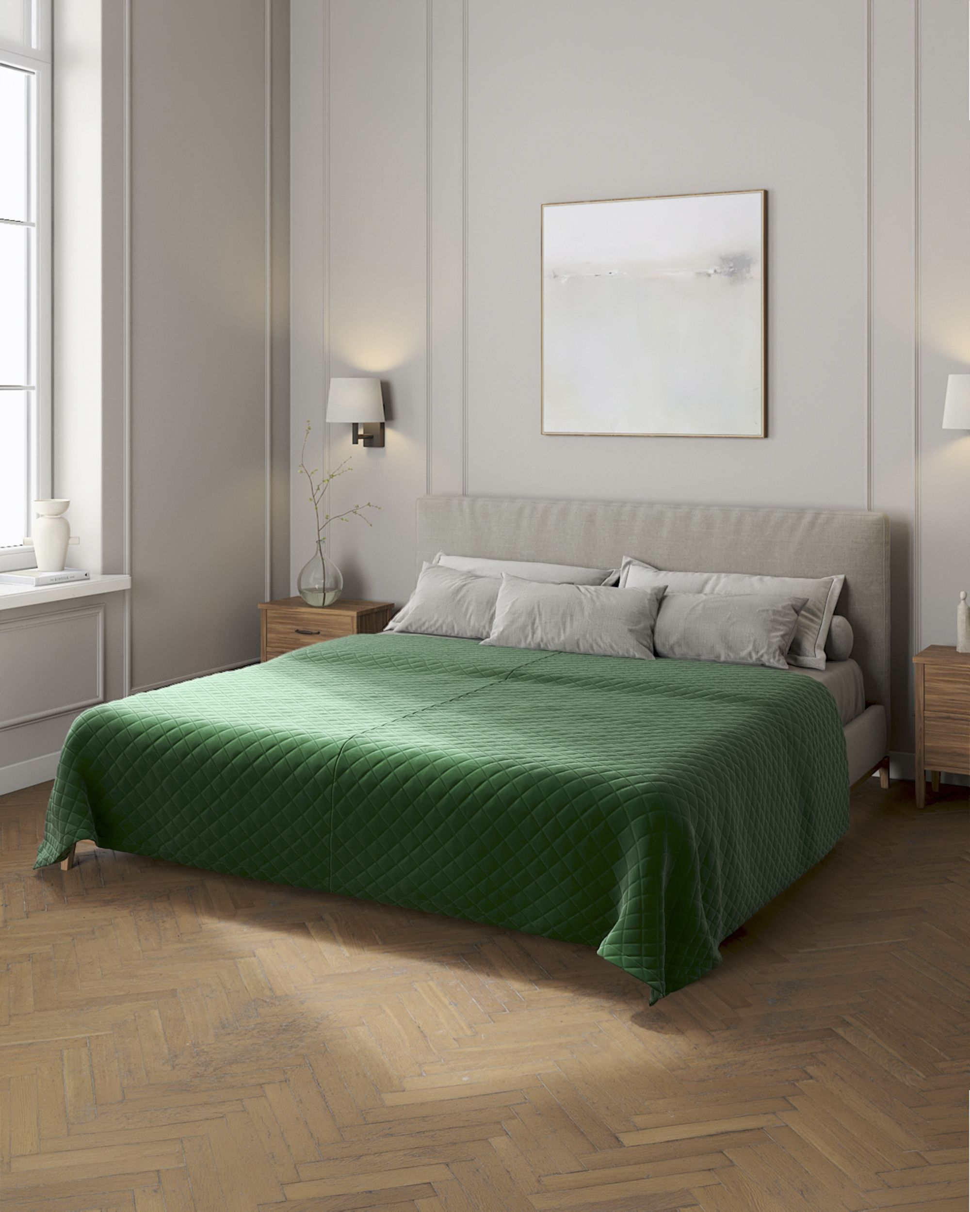 Posh Velvet lovatiesės spalva žalia audinys blizgus, velvetinis/aksominis