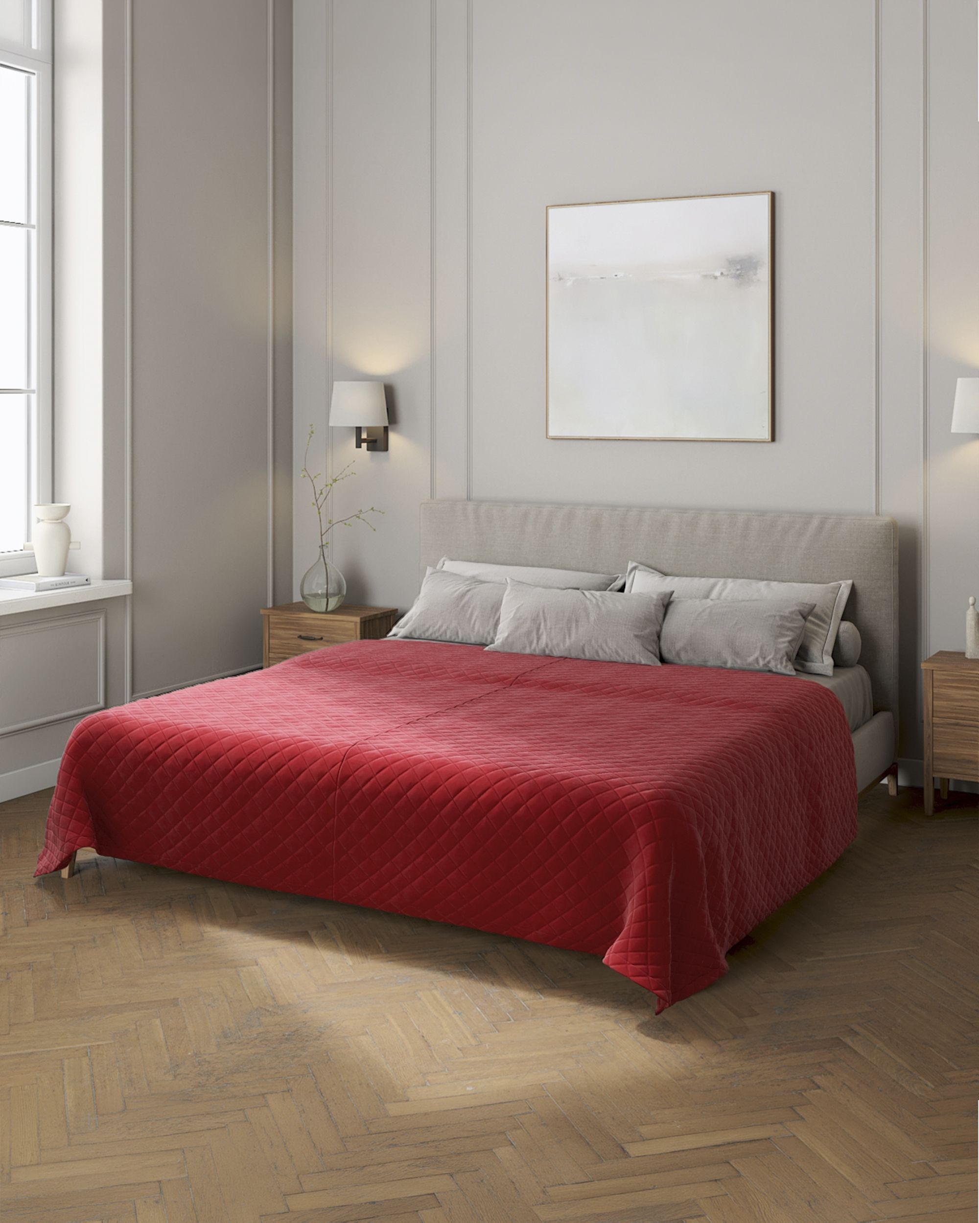 Posh Velvet lovatiesės spalva raudona audinys blizgus, velvetinis/aksominis