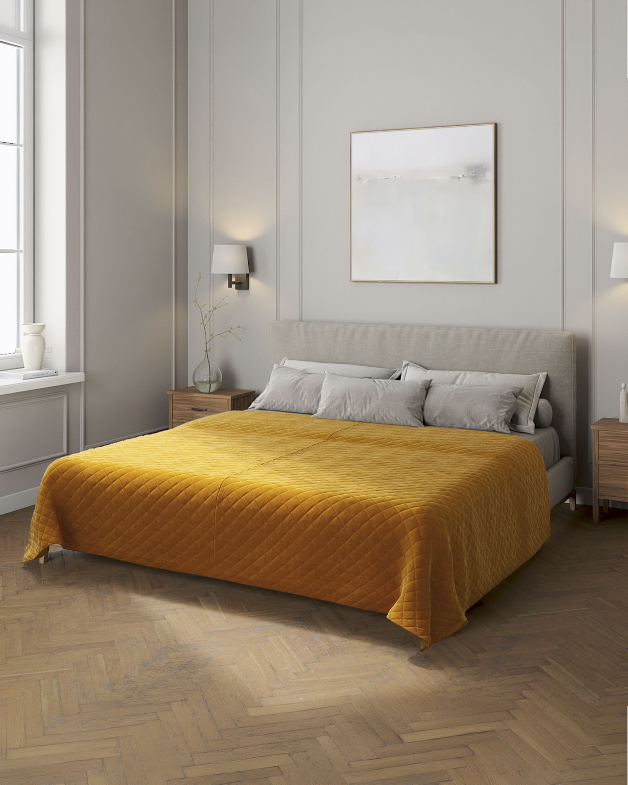 Posh Velvet lovatiesės spalva geltona audinys blizgus, velvetinis/aksominis