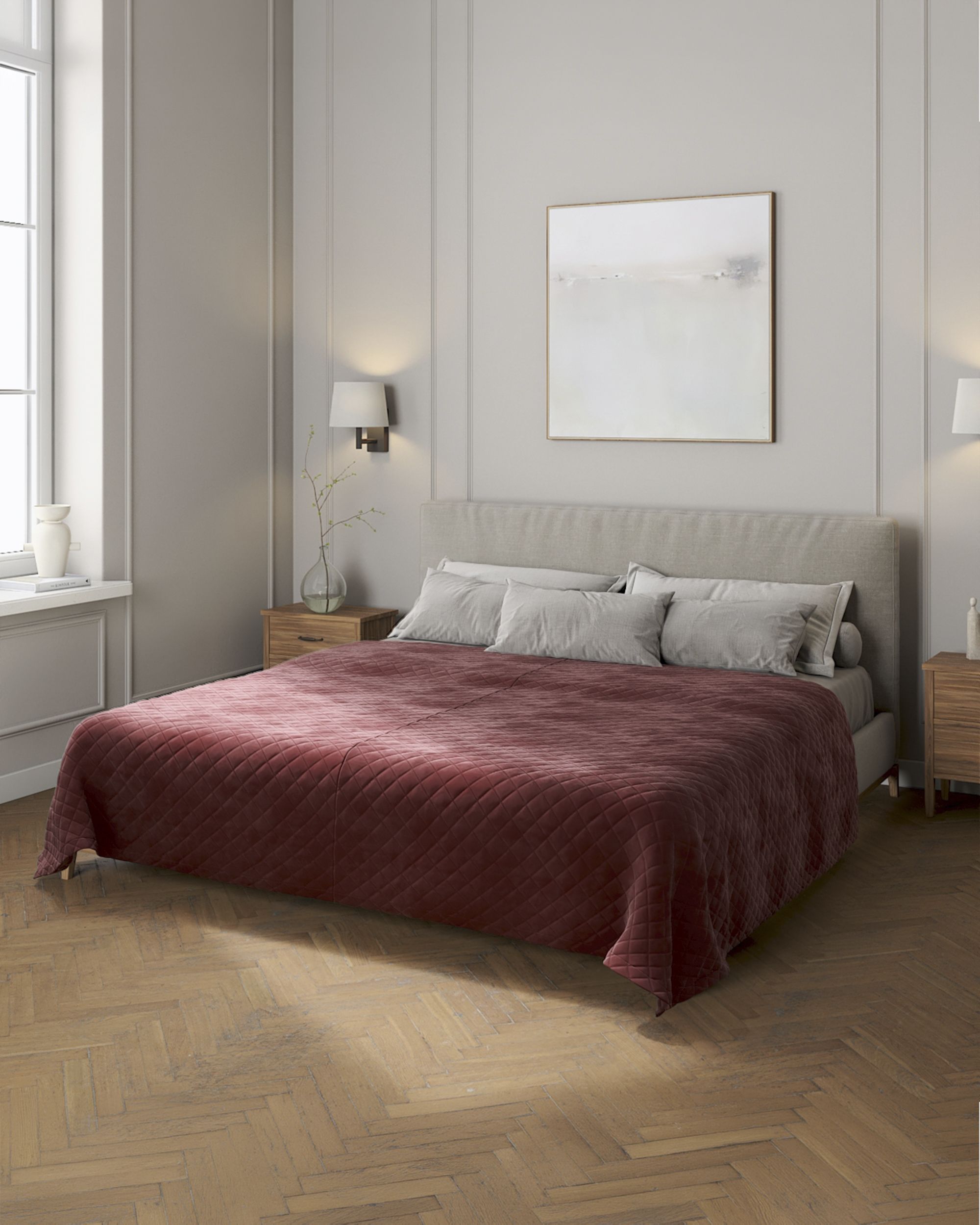 Posh Velvet lovatiesės spalva raudona audinys blizgus, velvetinis/aksominis